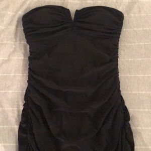 Long black strapless dress
